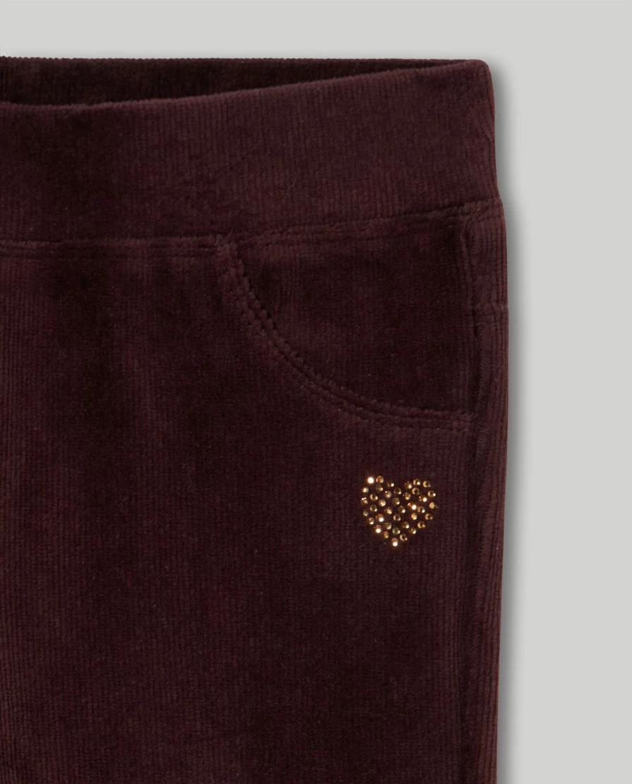 Blukids Girls Chenille Ribbed Treggings for Children - Soft Stretchy Comfort Pants