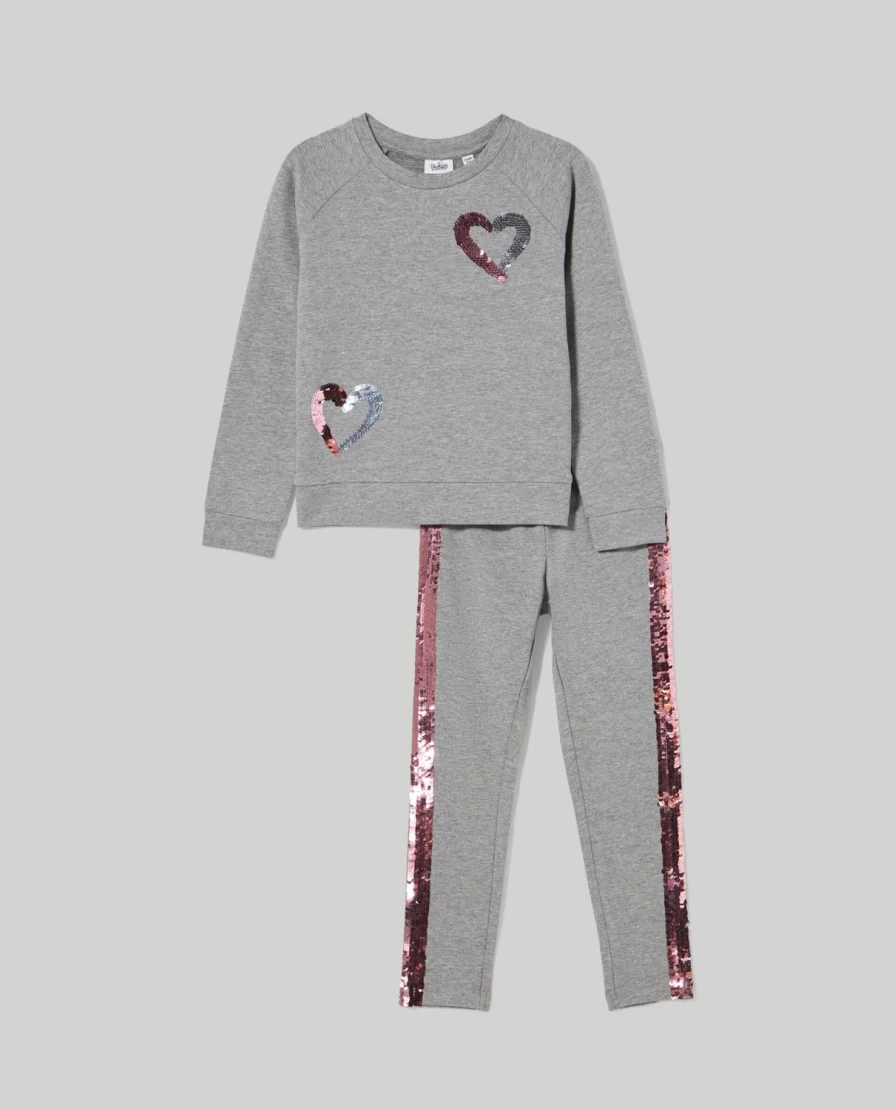 Blukids Girls' Sparkly Sequins Jogging Set - Stretch Brushed Fleece Tracksuit for Kids