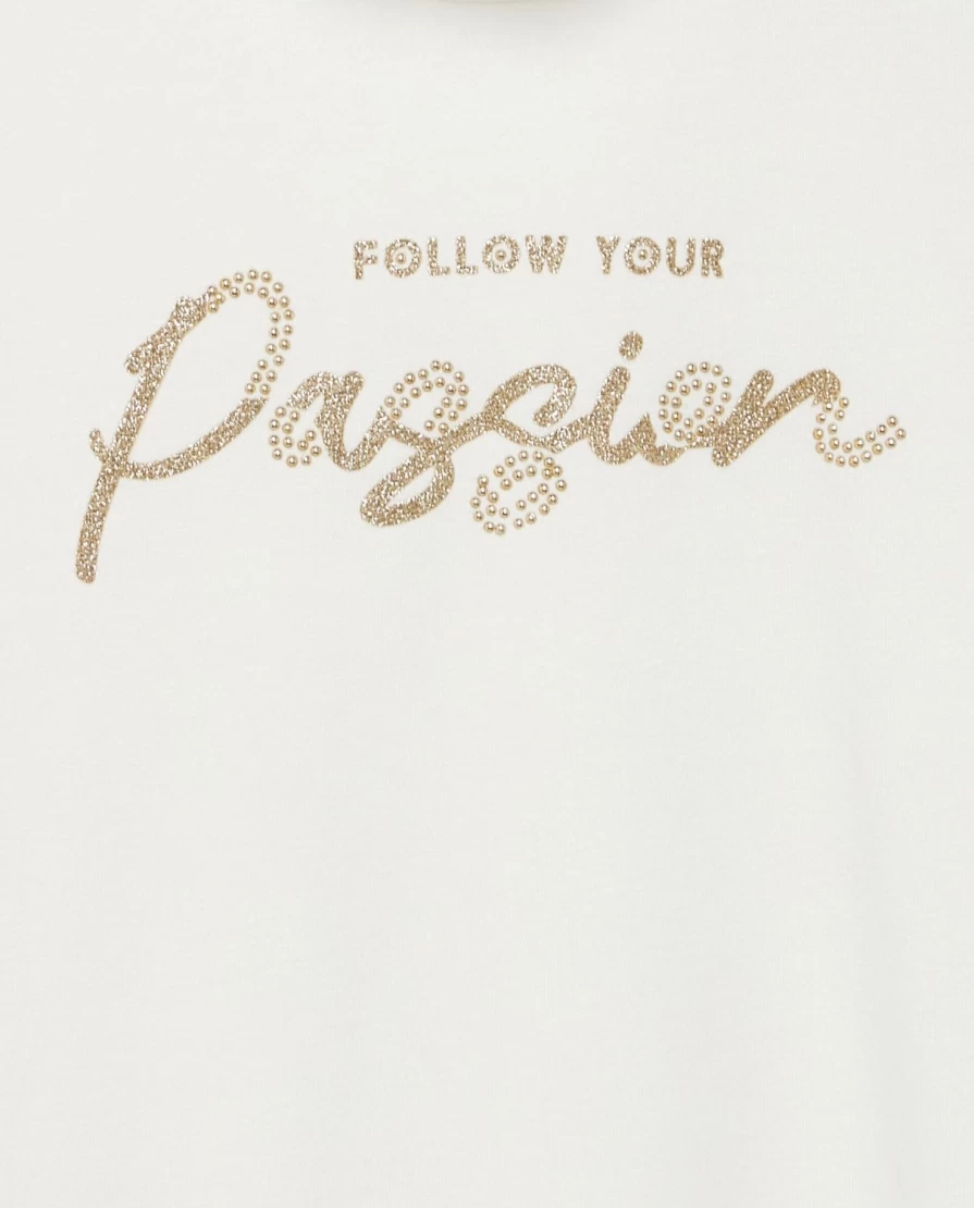 "Blukids Youth Glitter Stretch Cotton Turtleneck Top with Stud Details"