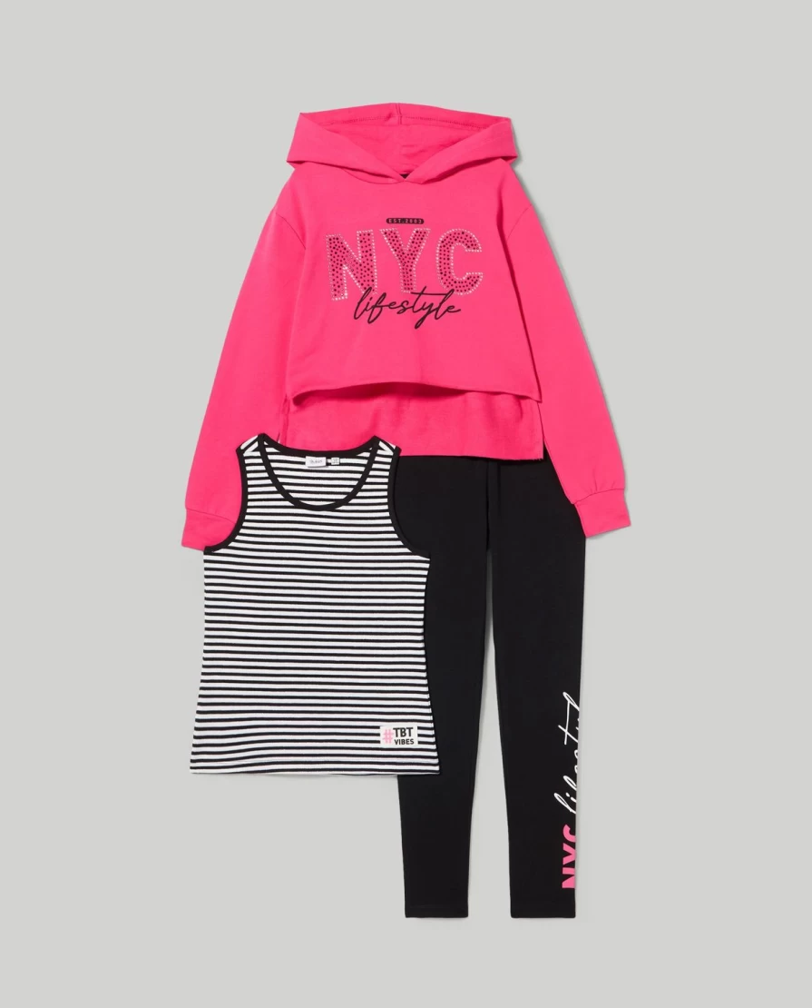 "Blukids Youth Jogging Set - Stretch Cotton Comfortable Activewear for Girls"