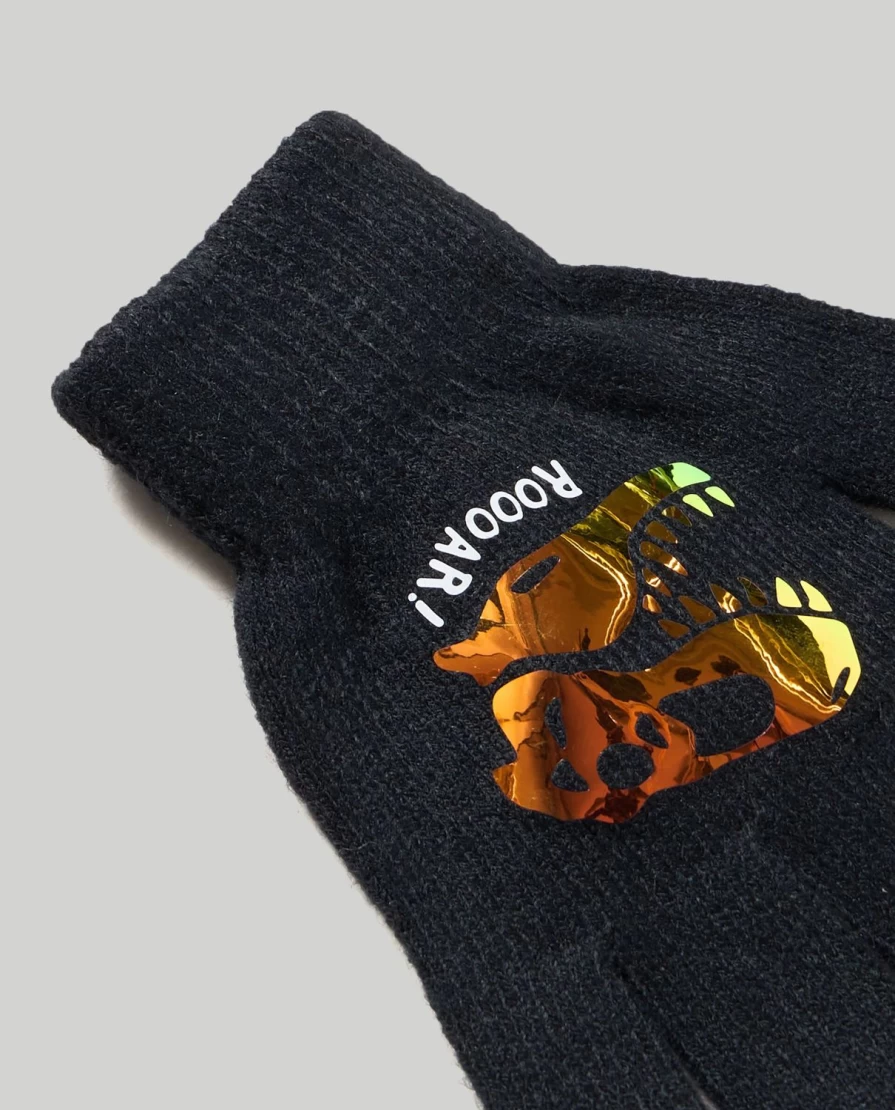 Blukids Children's Tricot Gloves with Dinosaur Foil Print - Fun & Stylish Winter Gloves for Kids
