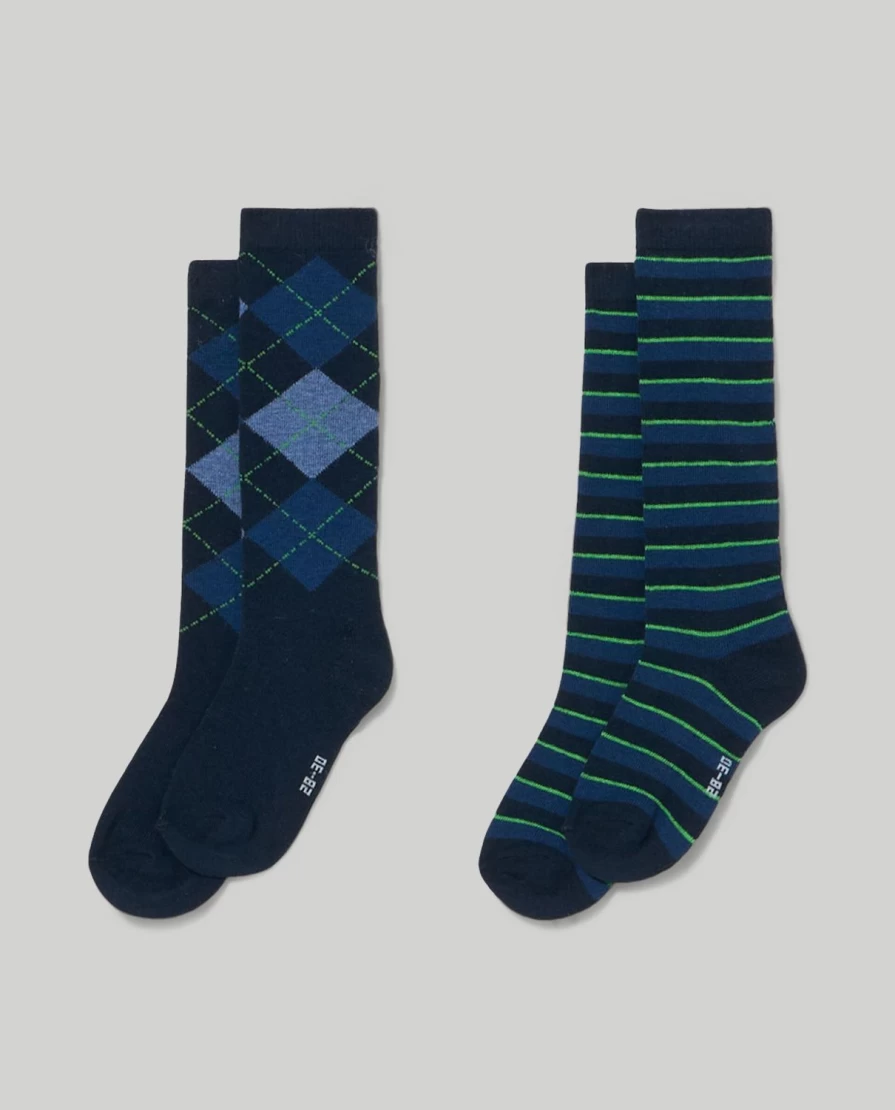 "Blukids Children's Long Socks Pack of 2 - Comfortable & Durable Kids Socks"