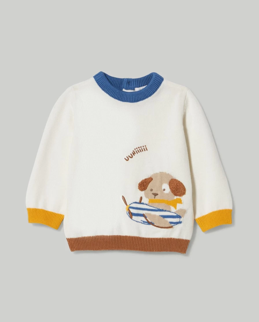 Blukids Newborn Baby Embroidered Tricot Sweater - Soft & Comfortable Knitwear for Infants