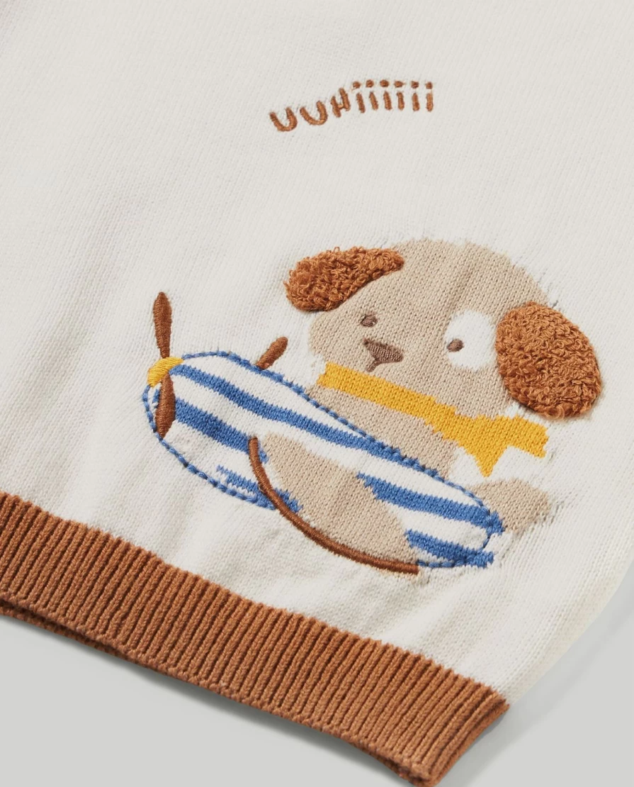 Blukids Newborn Baby Embroidered Tricot Sweater - Soft & Comfortable Knitwear for Infants
