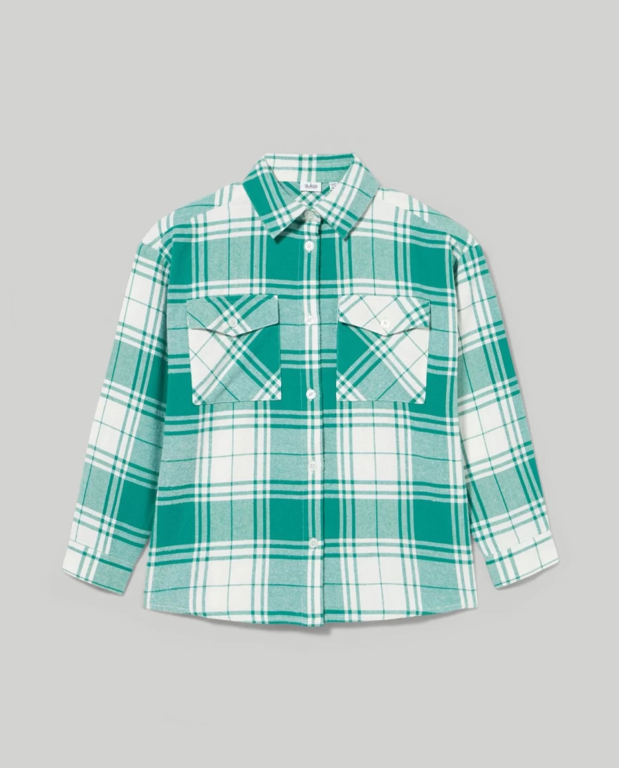 Blukids Youth Checked Flannel Shirt for Girls - 100% Pure Cotton Comfort