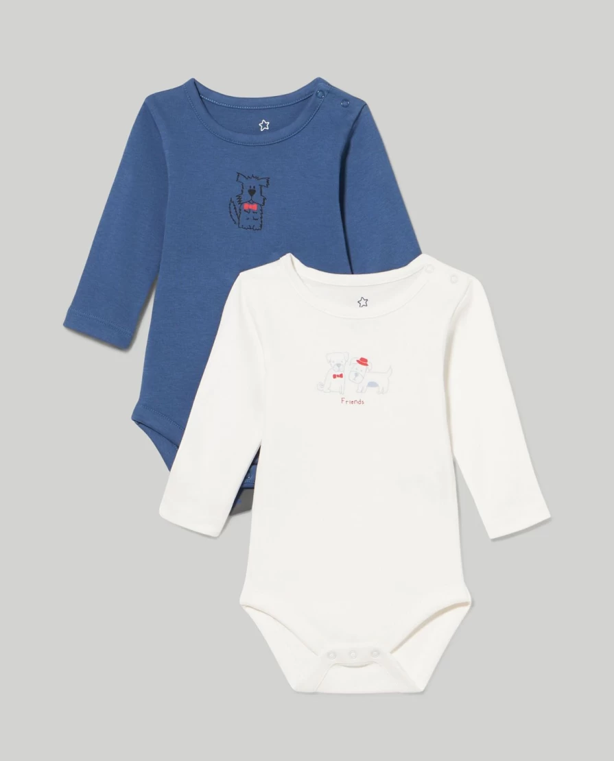 Blukids Pack of 2 Soft Pure Cotton Baby Bodysuits for Newborns - Unisex Infant Onesies
