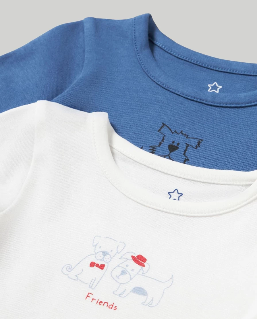Blukids Pack of 2 Soft Pure Cotton Baby Bodysuits for Newborns - Unisex Infant Onesies