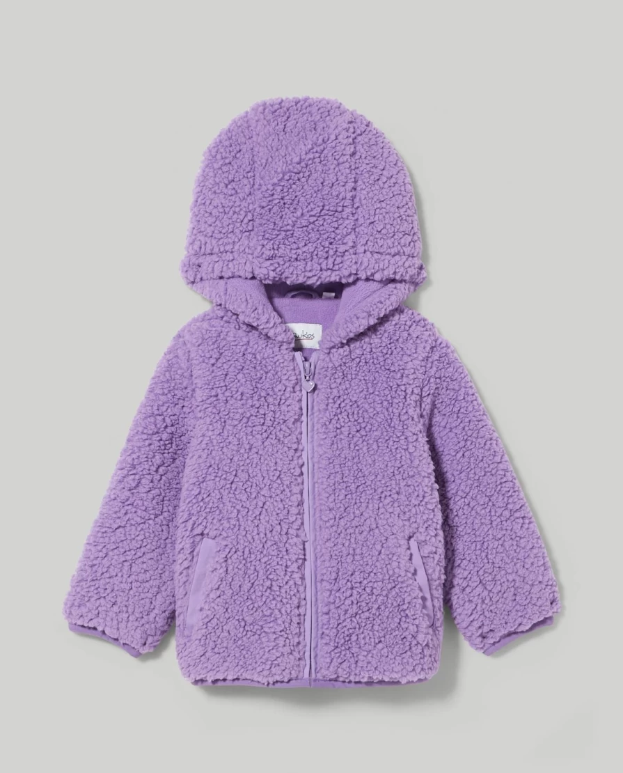 Blukids Newborn Baby Girl's Eco-Fur Teddy Bear Jacket - Soft & Cozy Winter Outerwear
