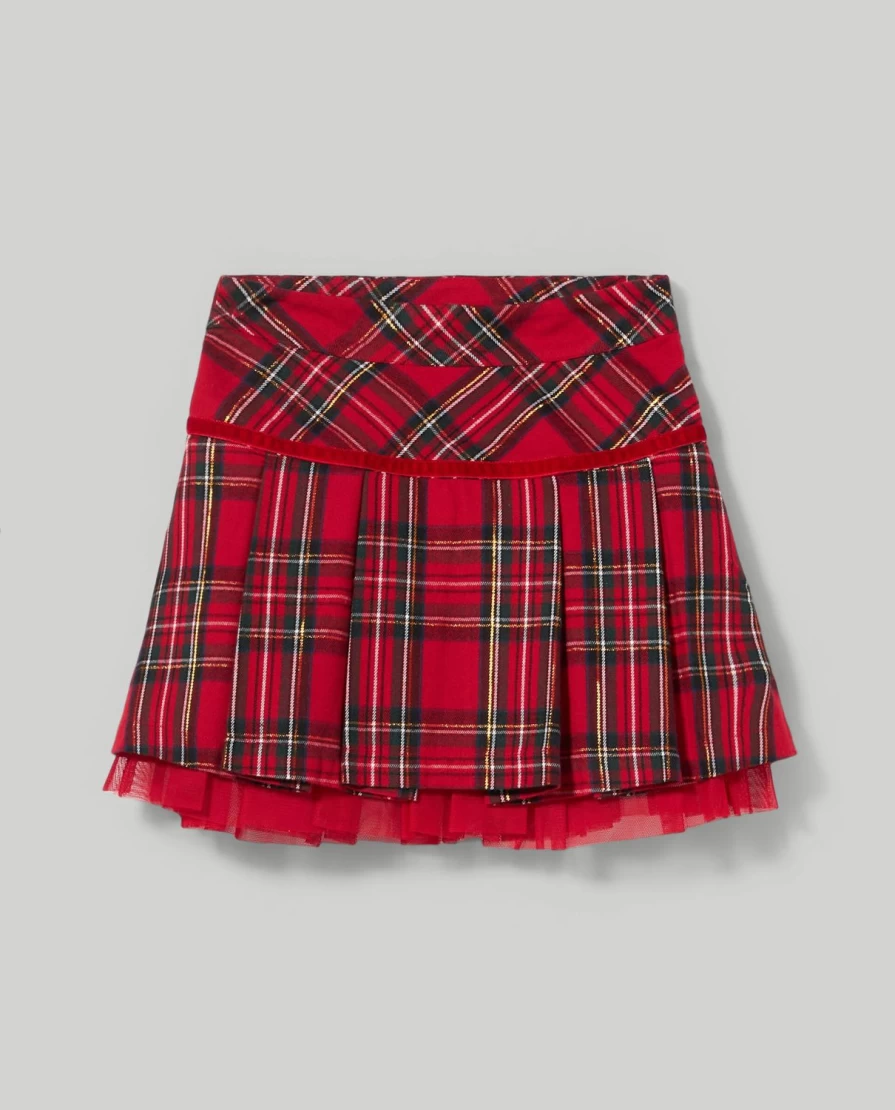 "Blukids Girls' Checkered Cotton Blend Skirt – Comfortable & Stylish Children's Wear"