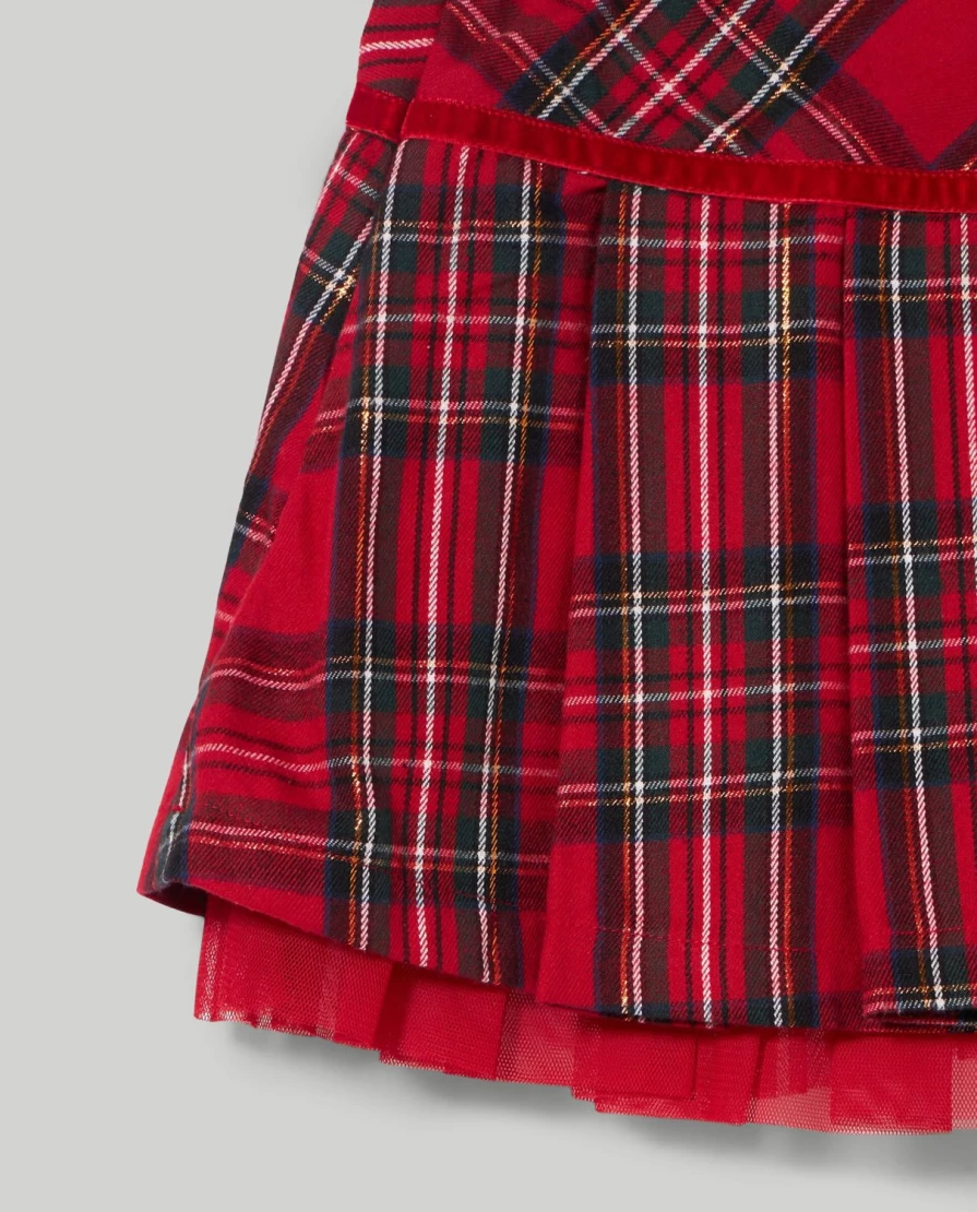 "Blukids Girls' Checkered Cotton Blend Skirt – Comfortable & Stylish Children's Wear"