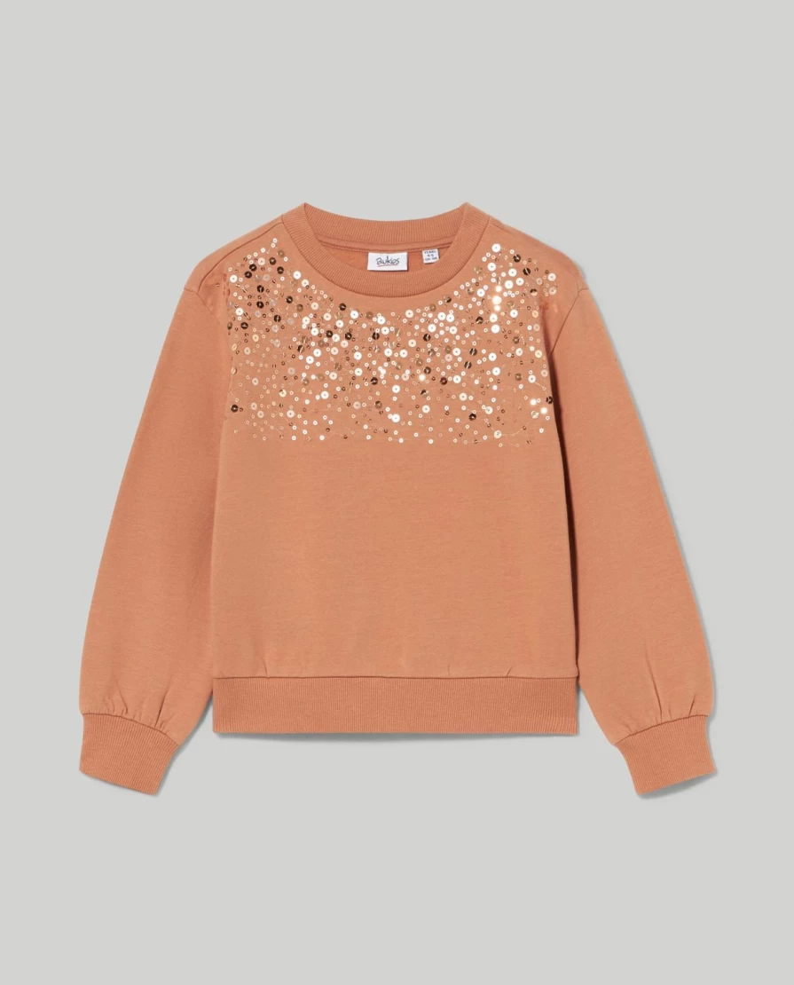 Blukids Girls' Brushed Cotton Sequin Embellished Sweatshirt | Kids' Sparkly Comfort Top