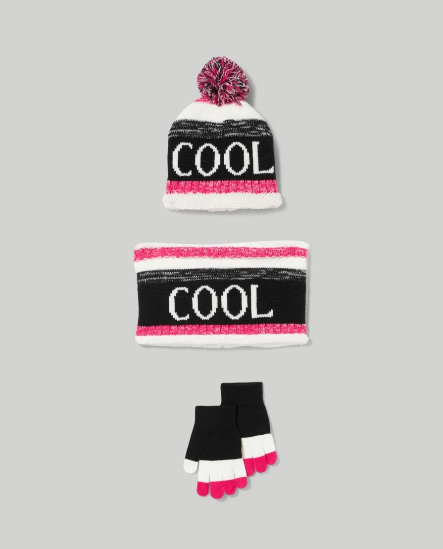 Blukids Children's Winter Hat, Neck Warmer, and Tricot Gloves Set for Cold Weather