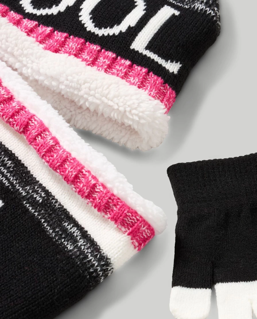 Blukids Children's Winter Hat, Neck Warmer, and Tricot Gloves Set for Cold Weather