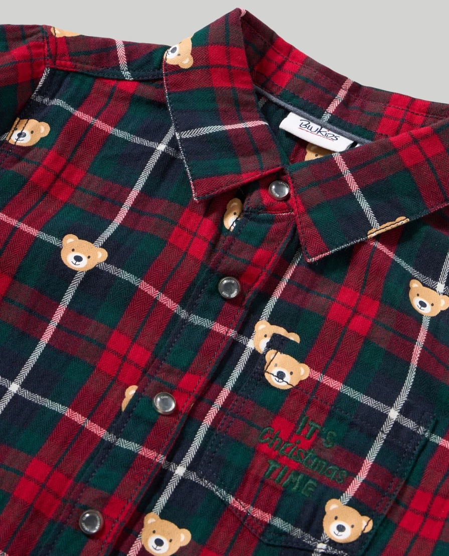"Blukids Pure Cotton Check Shirt for Newborns – Soft & Comfortable Baby Clothing"