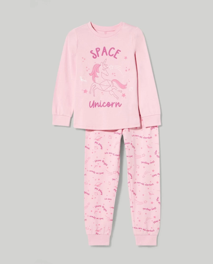 Blukids Girls Long Sleeve Cotton Pajama Set - Soft & Comfortable Kids Sleepwear