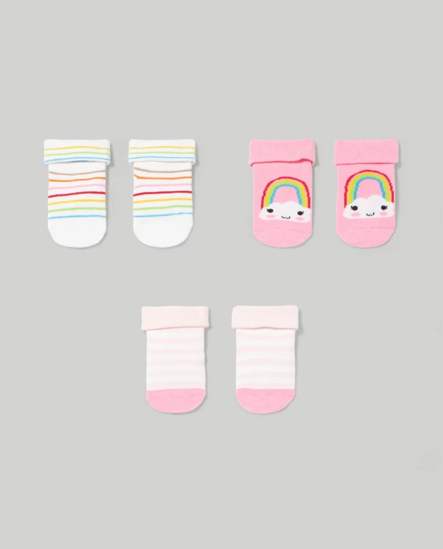 Blukids Pack of 3 Non-Slip Baby Socks for Newborns - Anti-Skid Soft Sole Infant Socks