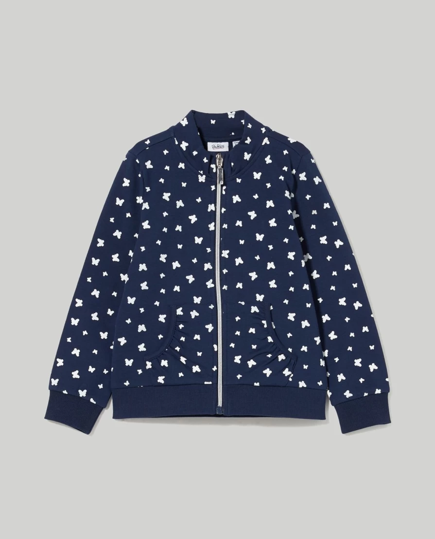 Blukids Girls' Printed Full Zip Sweatshirt for Children - Comfortable & Stylish Hoodie