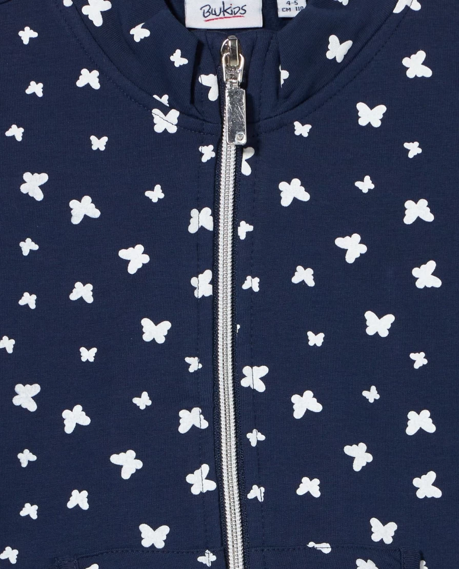 Blukids Girls' Printed Full Zip Sweatshirt for Children - Comfortable & Stylish Hoodie