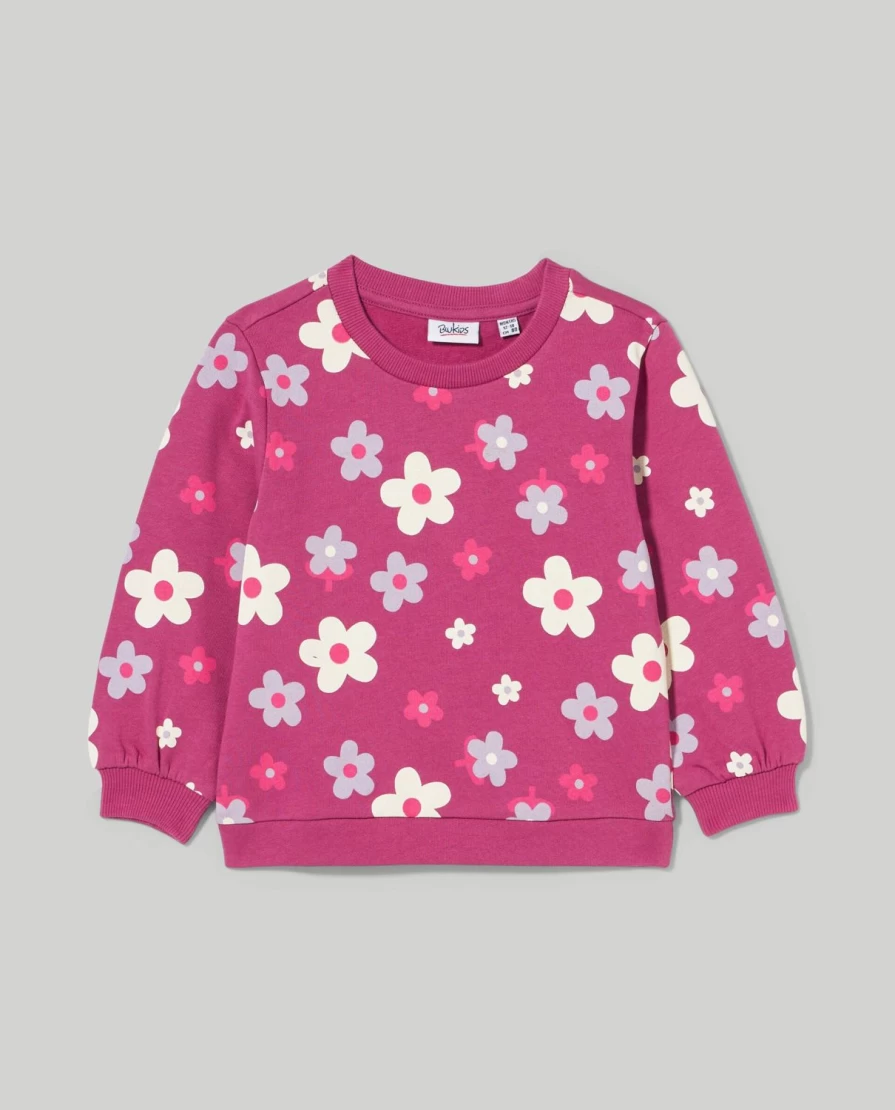 Blukids Newborn Baby Girl Pure Cotton Sweatshirt - Soft & Cute Printed Pullover