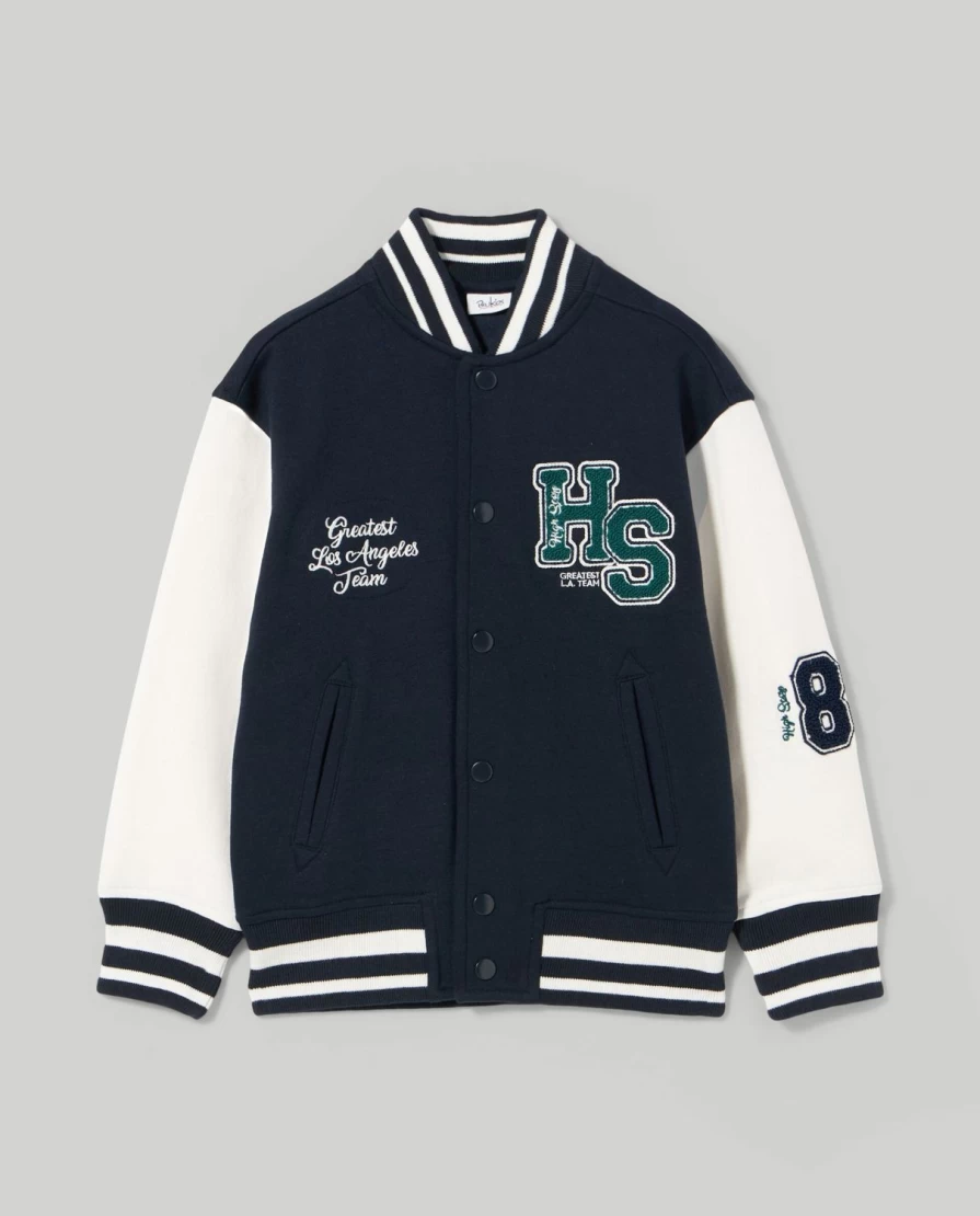 "Blukids Embroidered Bomber Sweatshirt for Kids – Stylish & Comfortable"