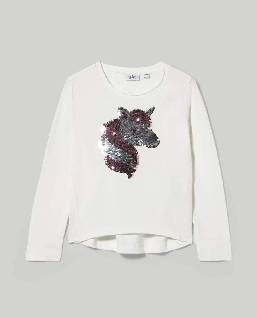 "Blukids Girls' Long-Sleeve 100% Cotton T-Shirt - Soft & Comfortable Kids Top"