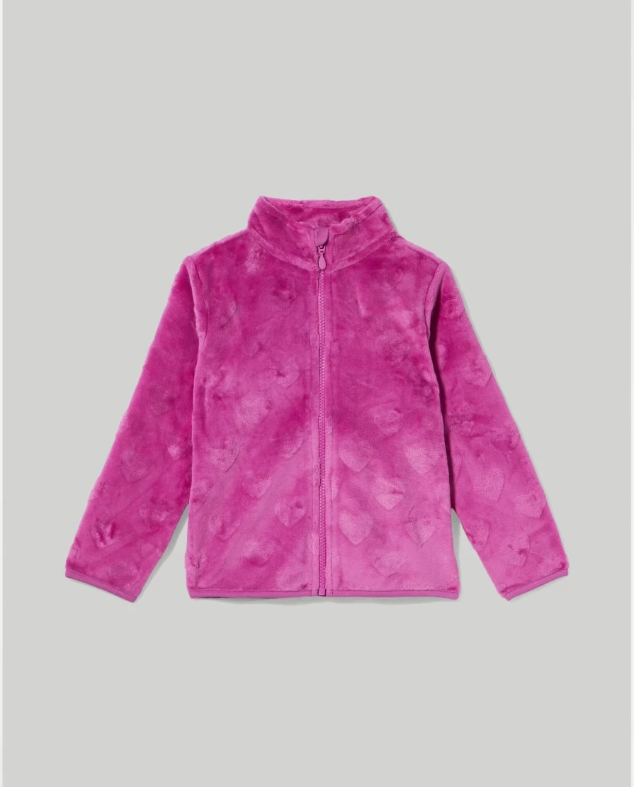 Blukids Girls' Full Zip Fleece Sweatshirt with Jacquard Pattern - Cozy Kids' Pullover