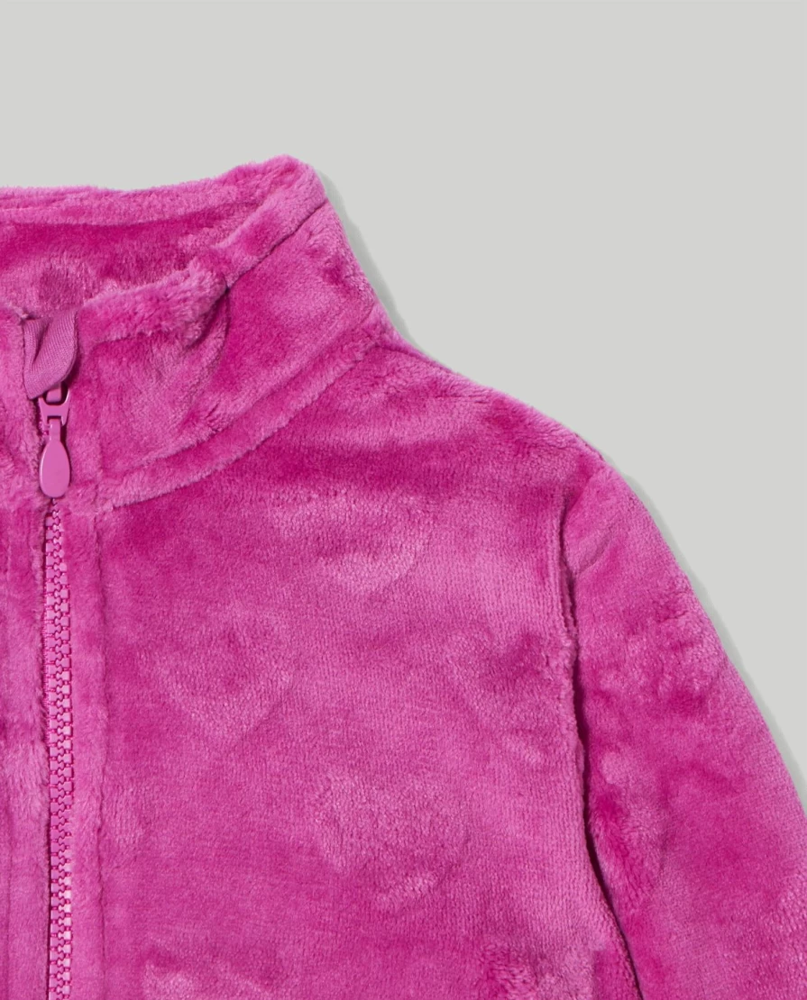Blukids Girls' Full Zip Fleece Sweatshirt with Jacquard Pattern - Cozy Kids' Pullover