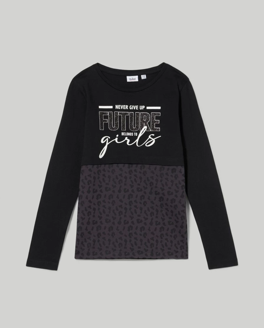 "Blukids Girls' Printed Pure Cotton T-Shirt | Soft & Comfortable Kids Tee"