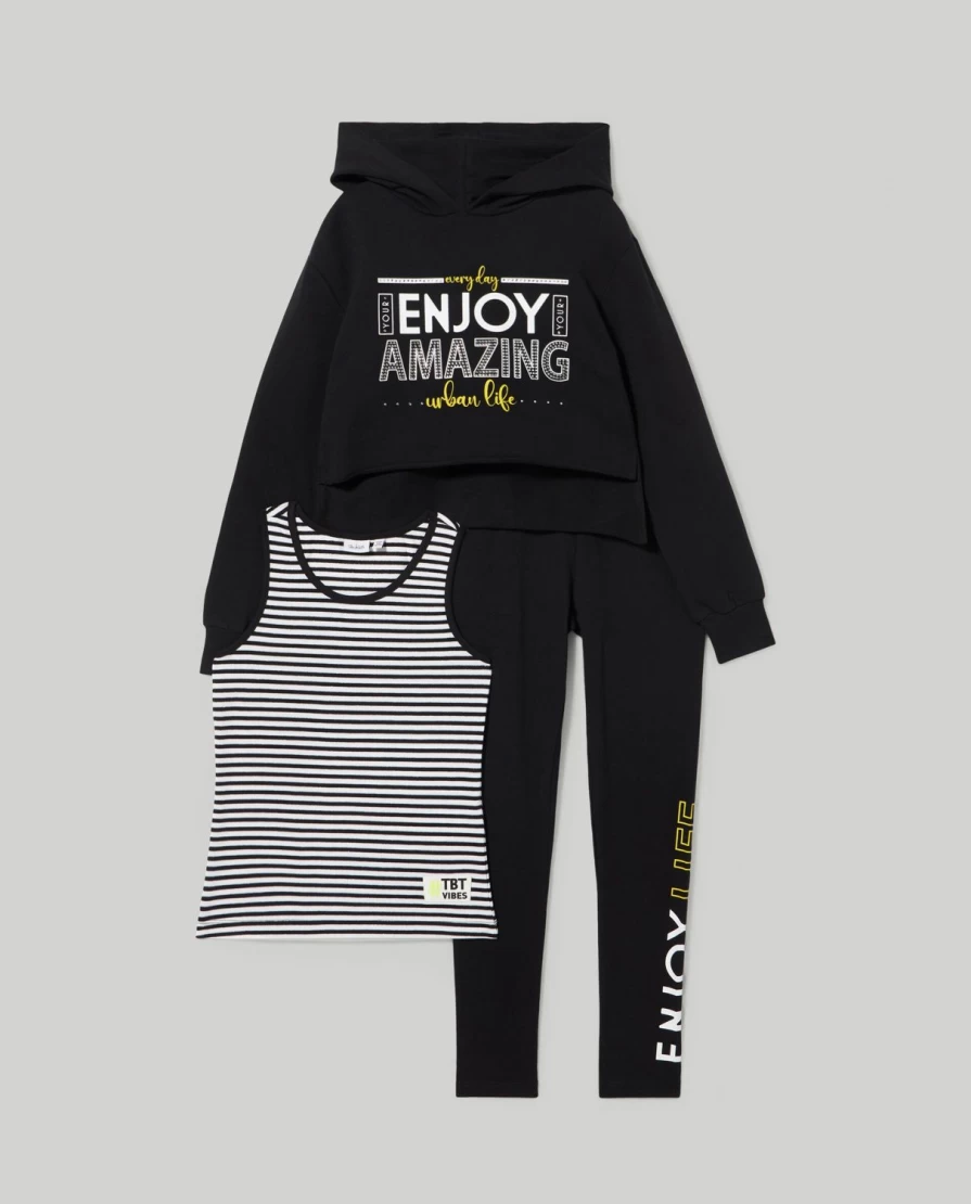 Blukids Youth Stretch Cotton Jogging Set for Girls - Comfortable Activewear Outfit