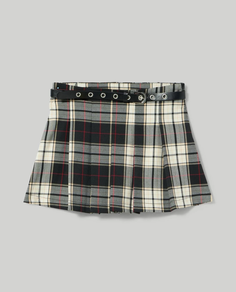 "Blukids Youth Checked Pleated Skirt for Girls - Stylish & Trendy Tartan Pattern"