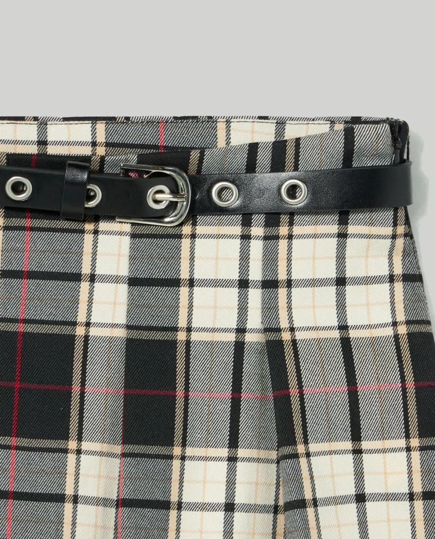 "Blukids Youth Checked Pleated Skirt for Girls - Stylish & Trendy Tartan Pattern"