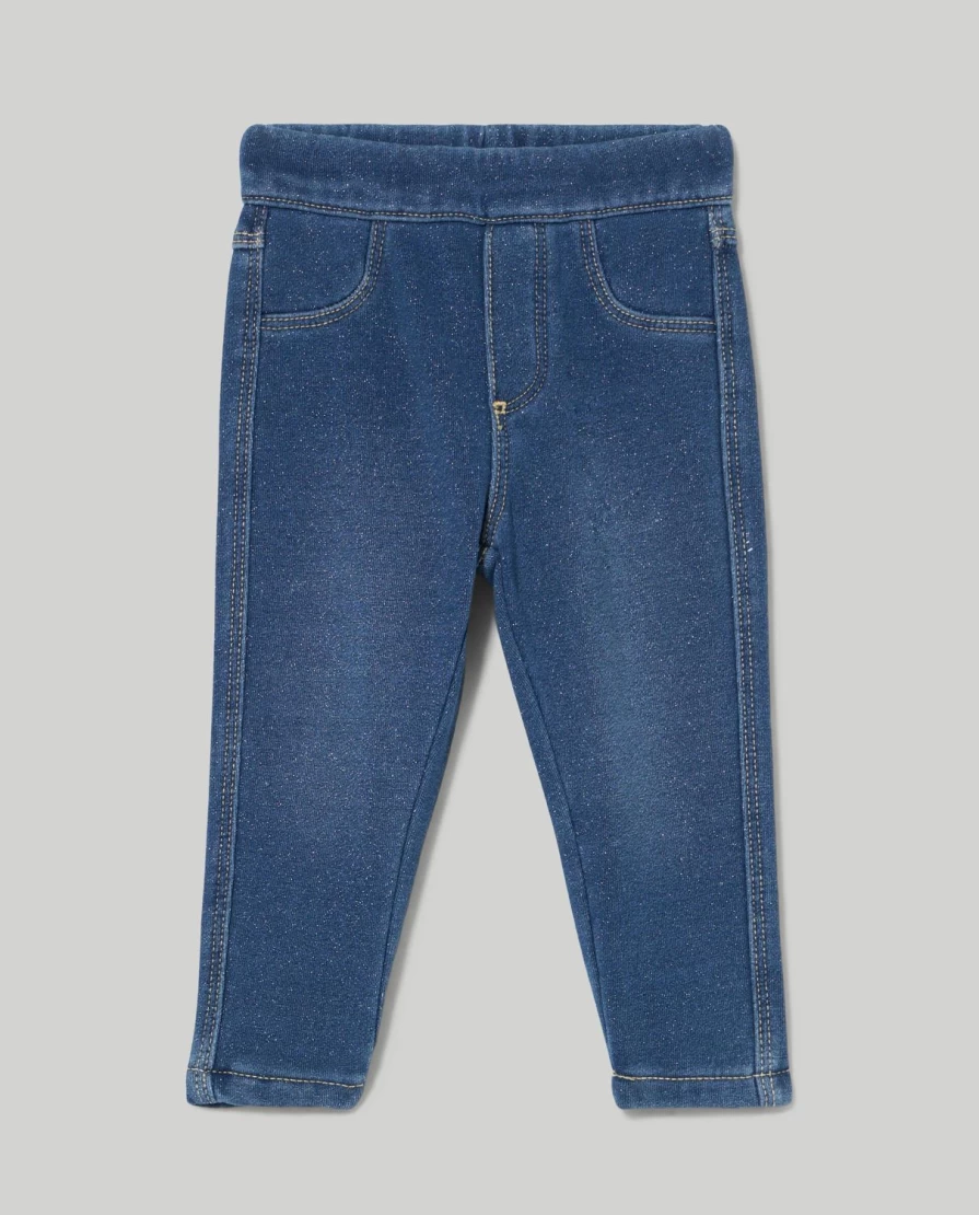 Blukids Newborn French Terry Lurex Thread Treggings for Baby Girls