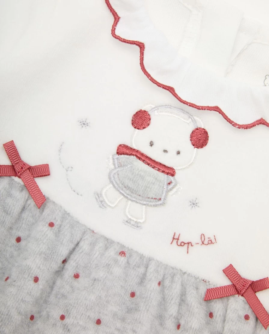 Blukids Newborn Baby Girl's Soft Cotton Chenille Embroidered Dress