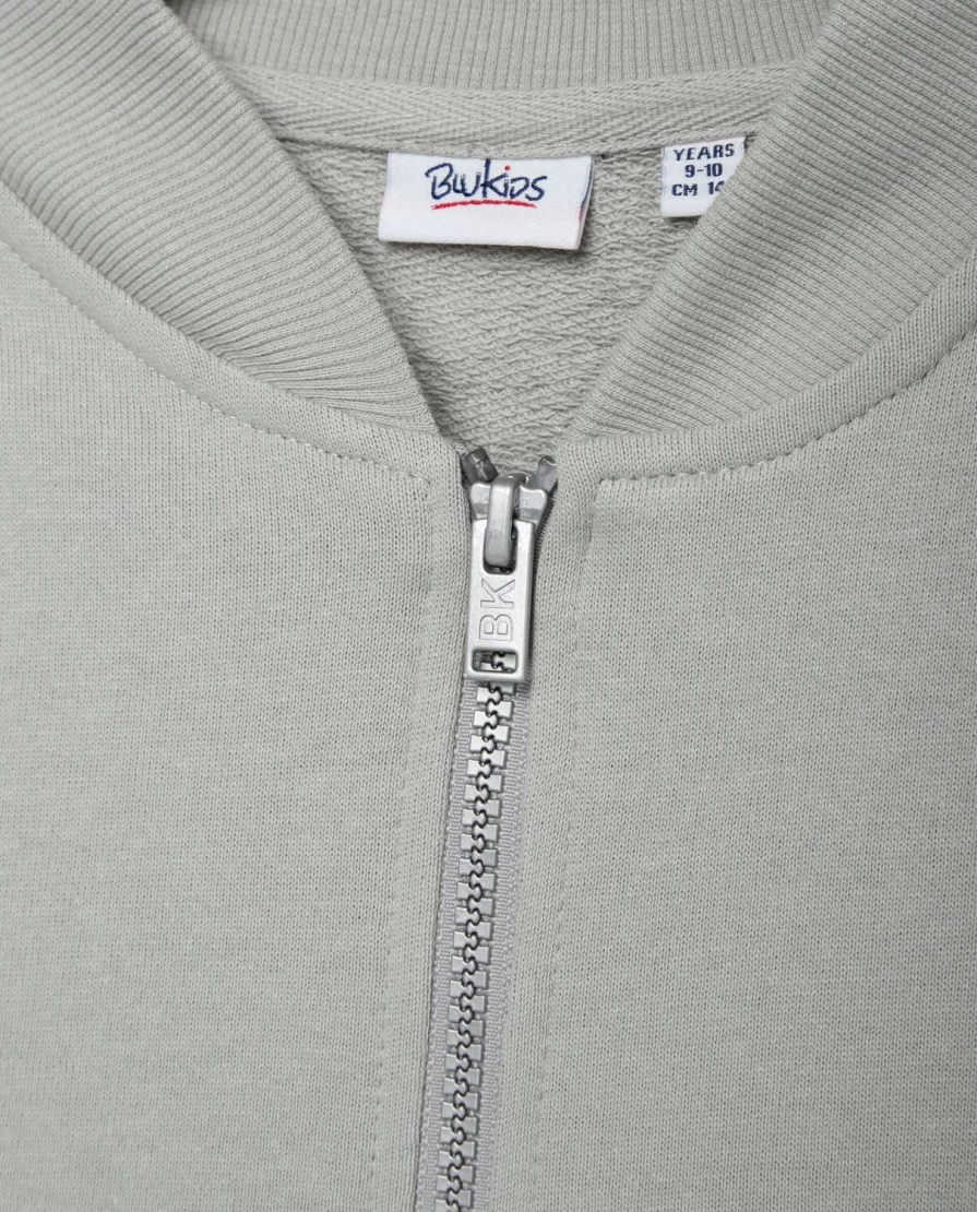 Blukids Youth Pure Cotton Zip-Up Crewneck Sweatshirt for Boys