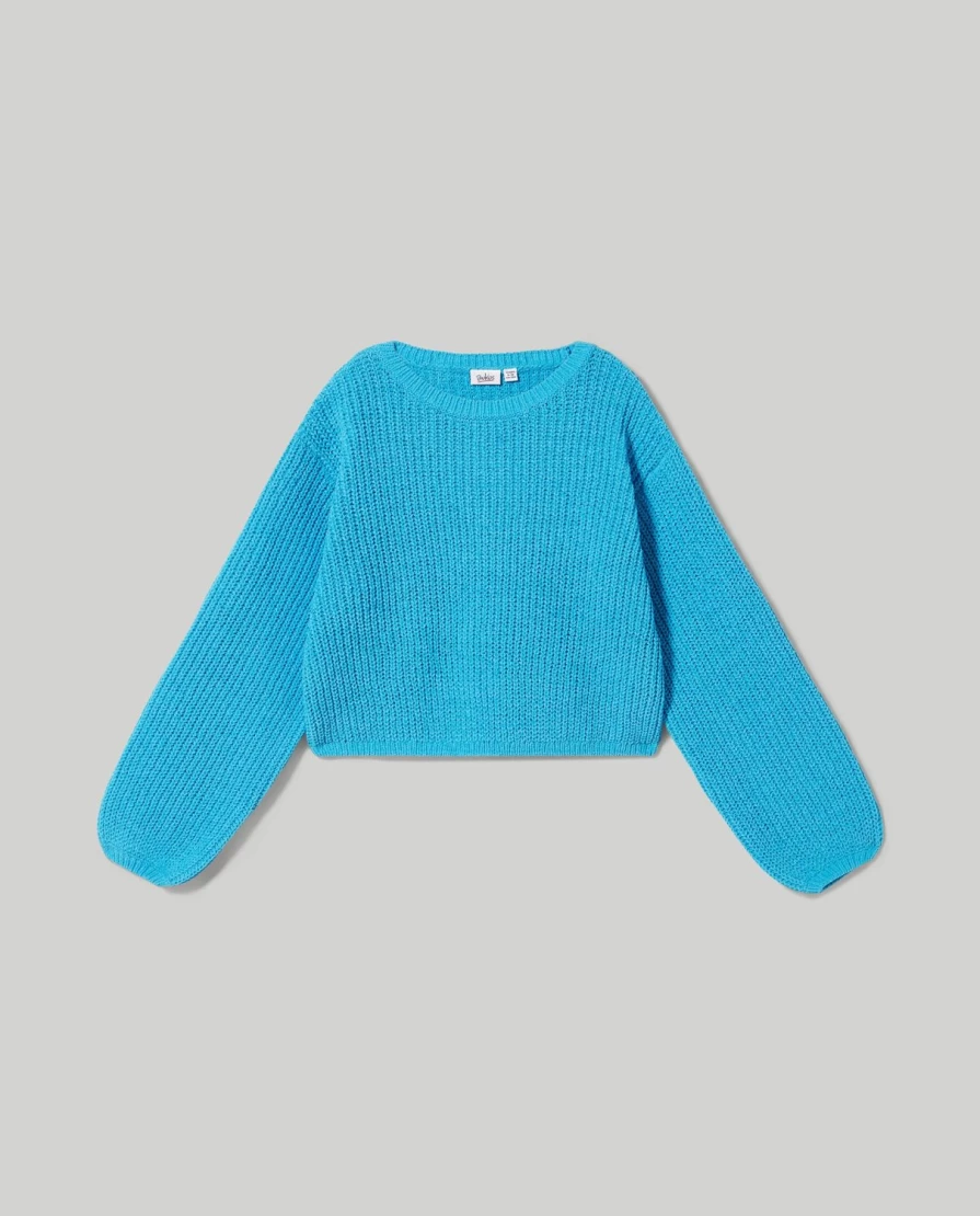 Blukids Youth Girls Chenille Crewneck Tricot Sweater Soft Comfortable Pullover Top