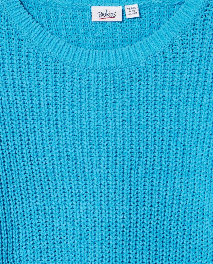 Blukids Youth Girls Chenille Crewneck Tricot Sweater Soft Comfortable Pullover Top
