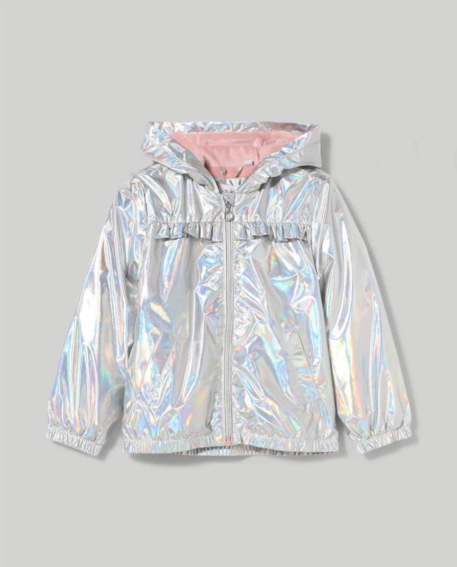 Blukids Girls Pearl Effect Hooded Jacket - Shiny Outerwear for Kids