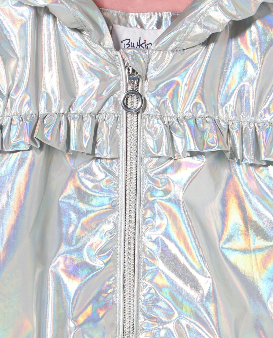 Blukids Girls Pearl Effect Hooded Jacket - Shiny Outerwear for Kids