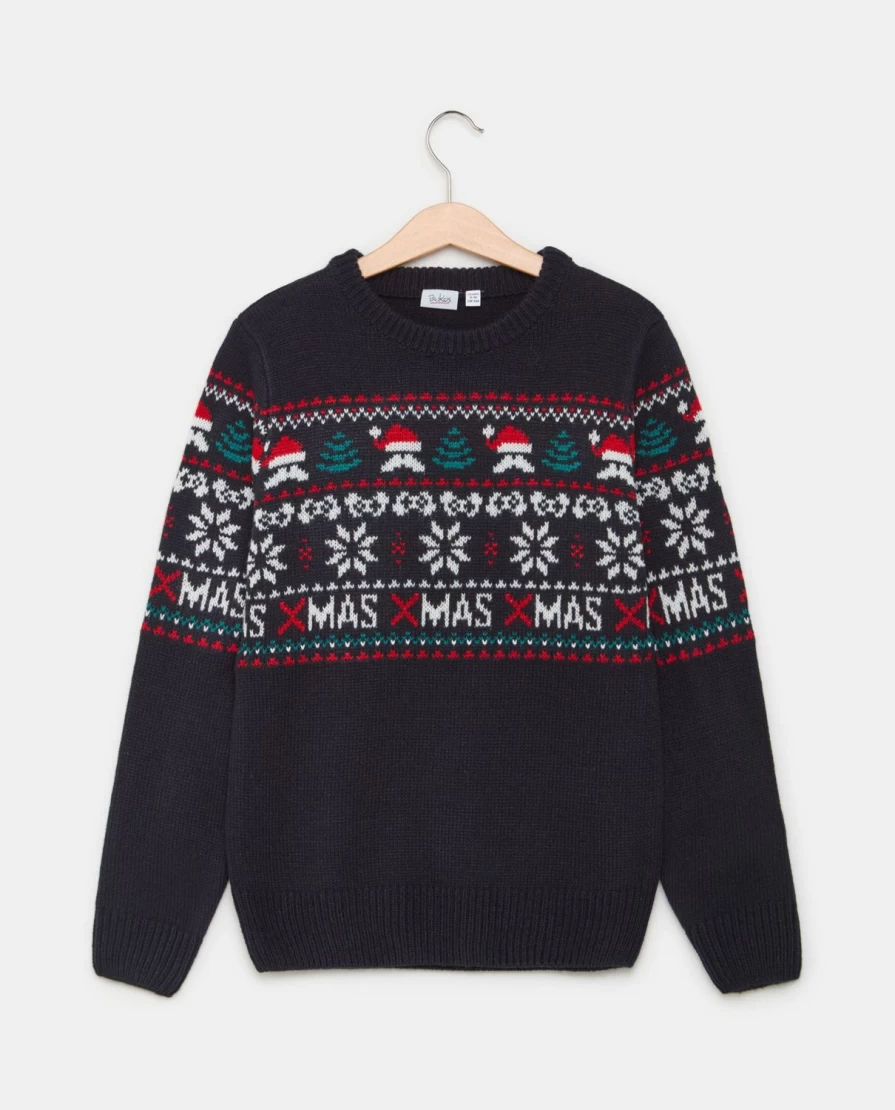 "Blukids Youth Christmas Jacquard Choker Necklace for Boys Holiday Festive Party Wear"