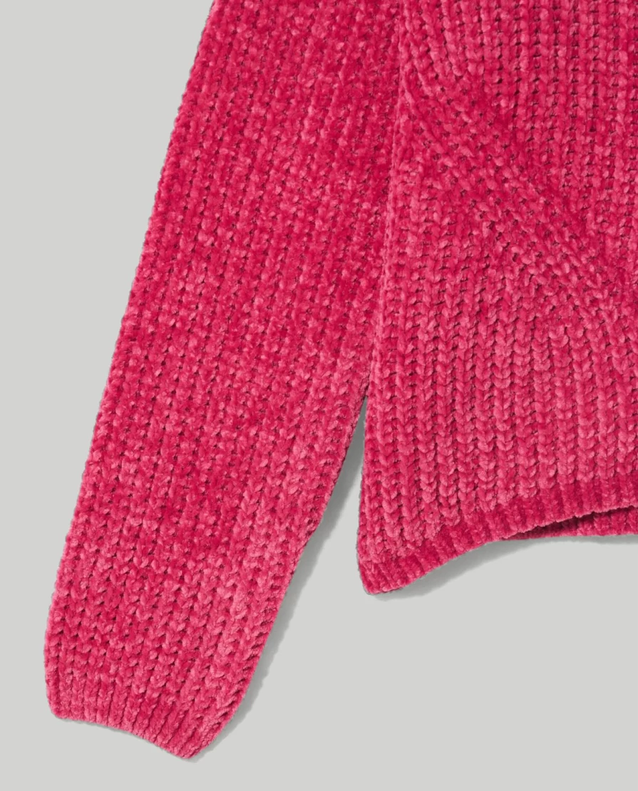 Blukids Youth Girls' Soft Chenille Crewneck Tricot Sweater