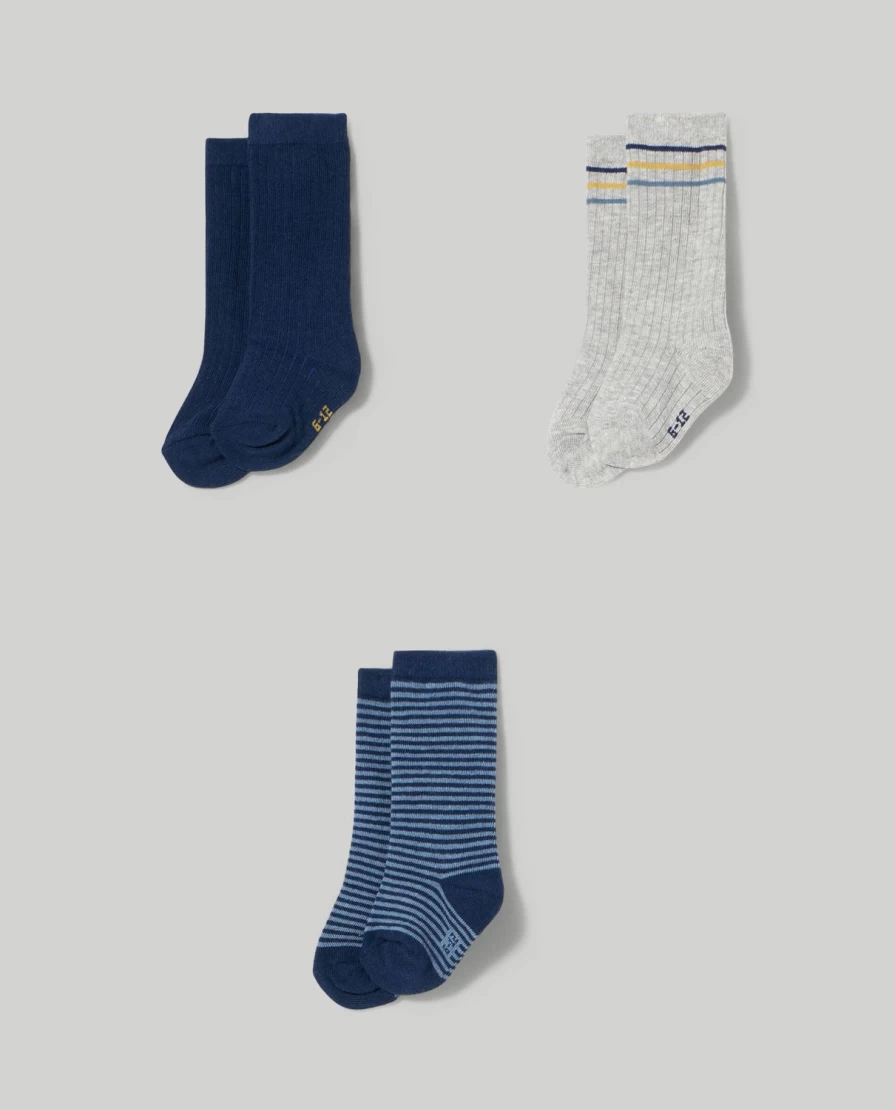 Blukids 3-Pack Soft Long Socks for Newborn Babies - Comfortable & Stretchy Infant Footies