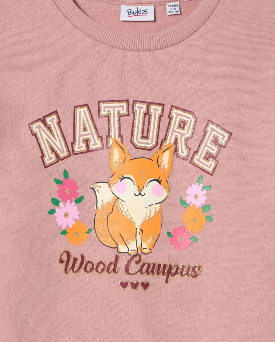 Blukids Oversized Brushed Cotton Sweatshirt for Children - Soft Comfortable Girls' Pullover