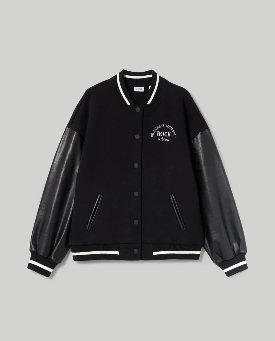 Blukids Youth Bomber Jacket with Faux Leather Inserts for Girls - Stylish & Trendy Outerwear