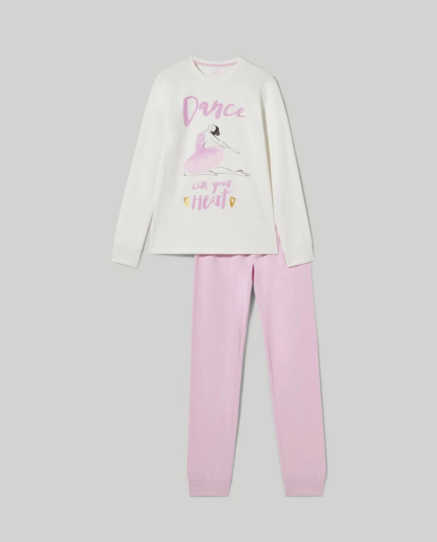 Blukids Youth Long Pure Cotton Fleece Pajama Set for Girls - Soft & Cozy Sleepwear